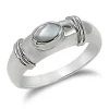 Studio Jewellery Rings-Bold White Shell Silver Ring
