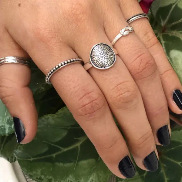 Studio Jewellery Feature & Stacker Rings | Rings-Celtic Disc Silver Ring