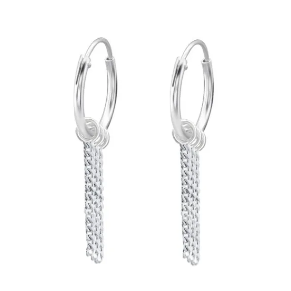 Studio Jewellery Hoop Earrings | Earrings-Chain Hoop Charm Silver Earrings
