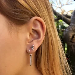 Studio Jewellery Hoop Earrings | Earrings-Chain Hoop Charm Silver Earrings