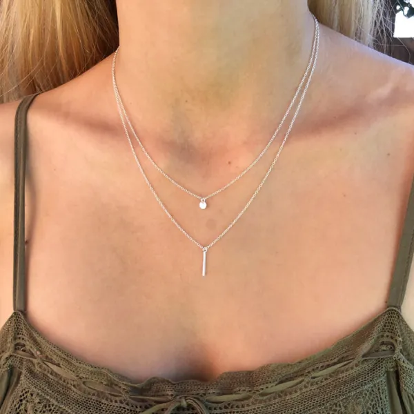 Studio Jewellery Necklaces-Circle Bar Silver Necklace