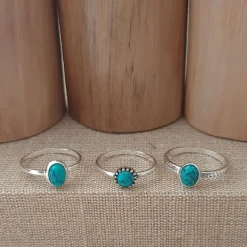Studio Jewellery Gem Stone Rings | Rings-Circle Turquoise Silver Gemstone Ring