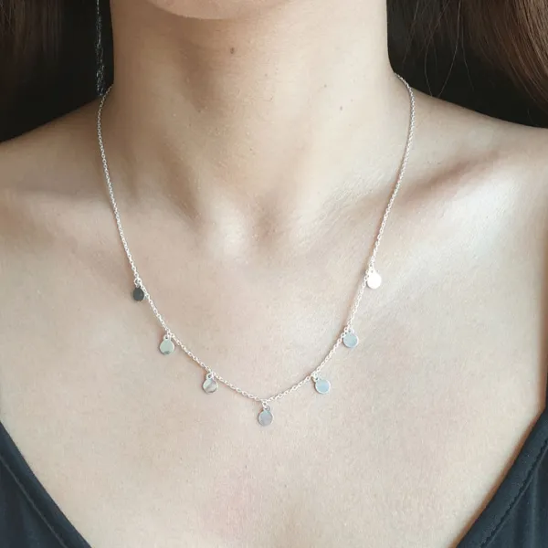 Studio Jewellery Necklaces-7 Circles Silver Necklace