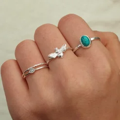 Studio Jewellery Gem Stone Rings | Rings-Classic Oval Turquoise Silver Ring