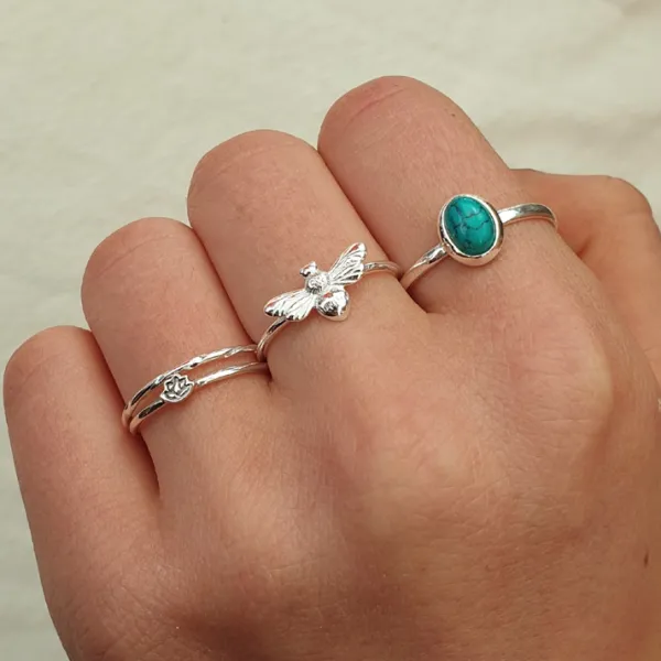 Studio Jewellery Gem Stone Rings | Rings-Classic Oval Turquoise Silver Ring