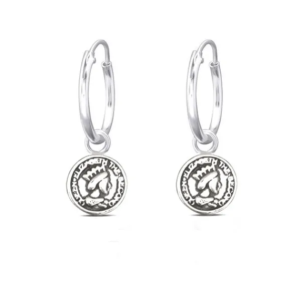 Studio Jewellery Hoop Earrings | Earrings-Coin Charm Hoop Earrings