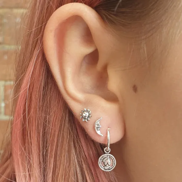 Studio Jewellery Hoop Earrings | Earrings-Coin Charm Hoop Earrings