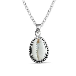 Studio Jewellery Necklaces-Cowrie Shell Silver Necklace