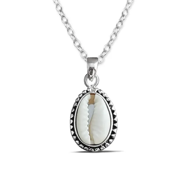 Studio Jewellery Necklaces-Cowrie Shell Silver Necklace