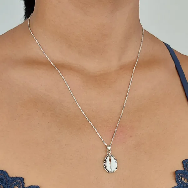 Studio Jewellery Necklaces-Cowrie Shell Silver Necklace
