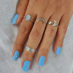 Studio Jewellery Feature & Stacker Rings | Rings-Crescent Moon Silver Boho Ring