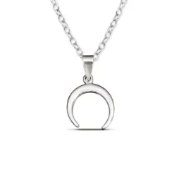 Studio Jewellery Necklaces-Crescent Moon Silver Pendent Necklace