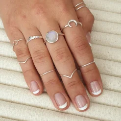Studio Jewellery Feature & Stacker Rings | Rings-Crescent Moon Silver Ring