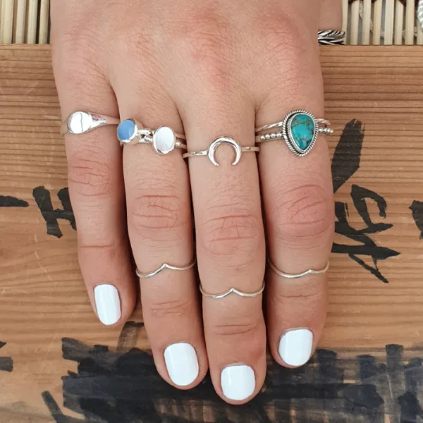 Studio Jewellery Feature & Stacker Rings | Rings-Crescent Moon Silver Ring