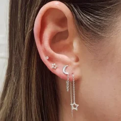 Studio Jewellery Stud Earrings | Earrings-Crescent Moon Silver Stud Earring Jacket