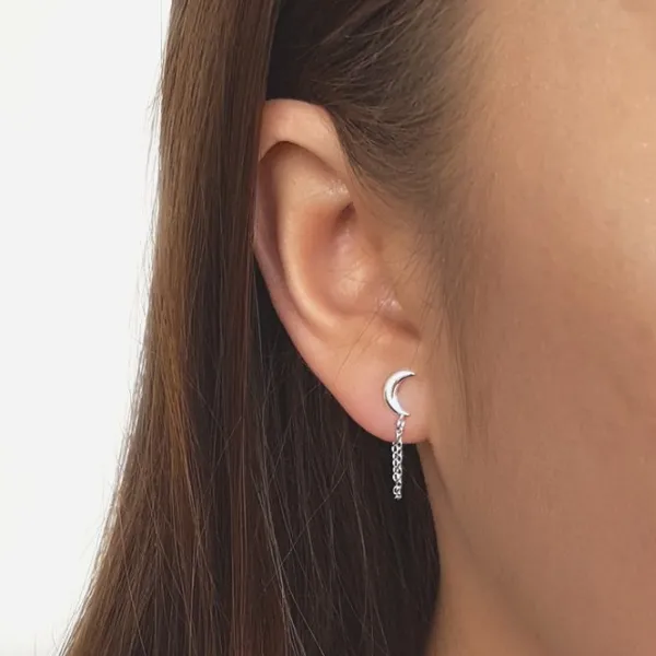 Studio Jewellery Stud Earrings | Earrings-Crescent Moon Silver Stud Earring Jacket
