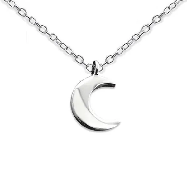 Studio Jewellery Necklaces-Crescent Moon Sterling Silver Pendant Necklace