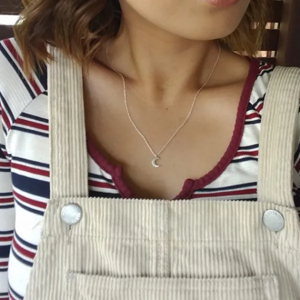 Studio Jewellery Necklaces-Crescent Moon Sterling Silver Pendant Necklace