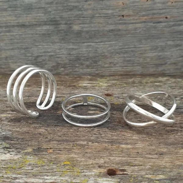 Studio Jewellery Feature & Stacker Rings | Rings-Criss Cross Sterling Silver Finger Ring