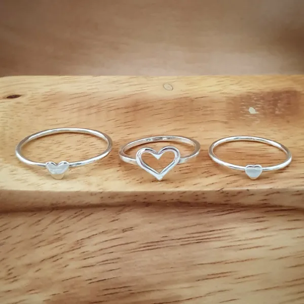 Studio Jewellery Feature & Stacker Rings | Rings-Cut Out Heart Silver Ring