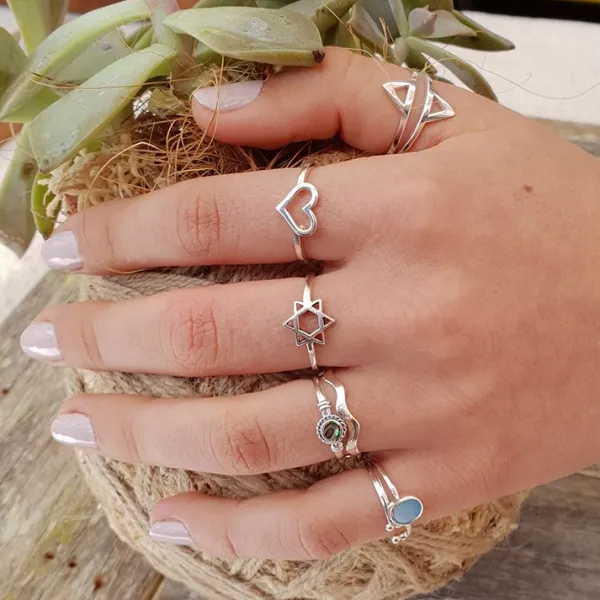 Studio Jewellery Feature & Stacker Rings | Rings-Cut Out Heart Silver Ring
