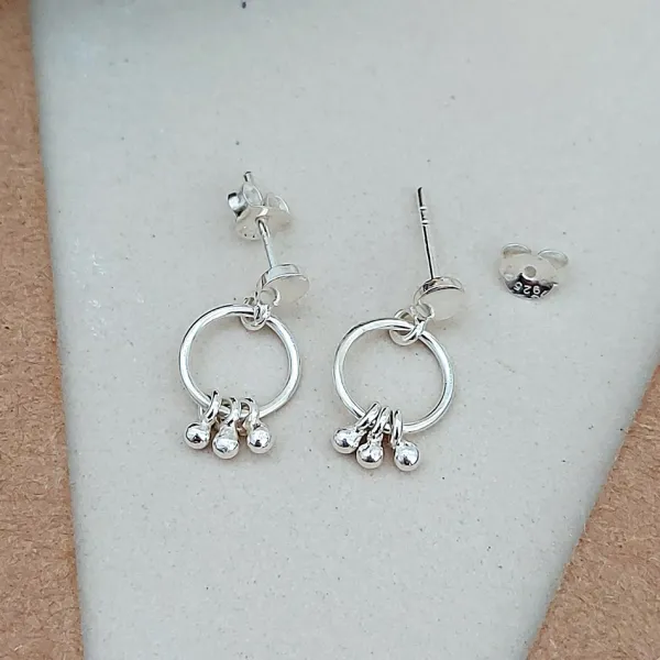 Studio Jewellery Stud Earrings | Earrings-Dangly Dots Silver Earring Studs