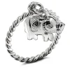 Studio Jewellery Feature & Stacker Rings | Rings-Dangly Elephant Silver Ring