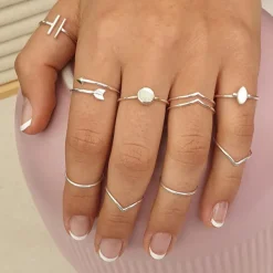 Studio Jewellery Feature & Stacker Rings | Rings-Double Chevron Fine Sterling Silver Ring