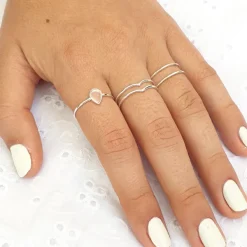 Studio Jewellery Feature & Stacker Rings | Rings-Double Chevron Fine Sterling Silver Ring