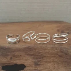 Studio Jewellery Midi And Knuckle Rings | Rings-Double Fine Band Sterling Silver Ring Adjustable