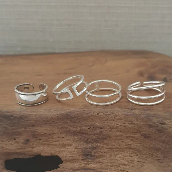Studio Jewellery Midi And Knuckle Rings | Rings-Double Fine Band Sterling Silver Ring Adjustable