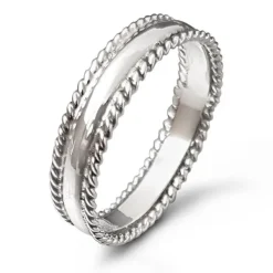 Studio Jewellery Feature & Stacker Rings | Rings-Double Rope Band Silver Ring