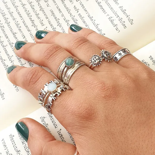 Studio Jewellery Feature & Stacker Rings | Rings-Double Rope Band Silver Ring