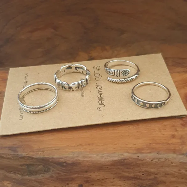 Studio Jewellery Feature & Stacker Rings | Rings-Double Rope Band Silver Ring