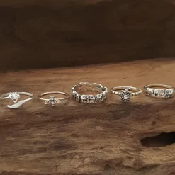 Studio Jewellery Feature & Stacker Rings | Rings-7 Elephants Band Sterling Silver Ring