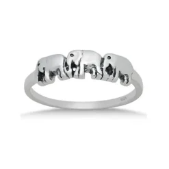 Studio Jewellery Feature & Stacker Rings | Rings-3 Elephants Sterling Silver Ring