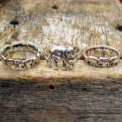 Studio Jewellery Feature & Stacker Rings | Rings-3 Elephants Sterling Silver Ring