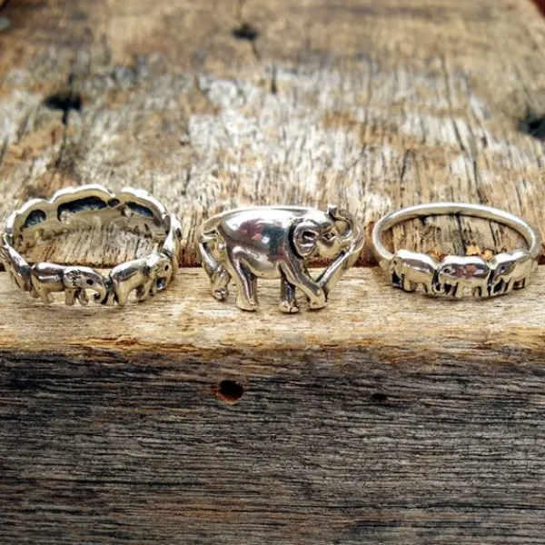 Studio Jewellery Feature & Stacker Rings | Rings-3 Elephants Sterling Silver Ring