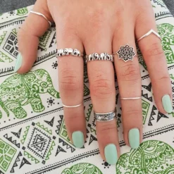 Studio Jewellery Feature & Stacker Rings | Rings-3 Elephants Sterling Silver Ring