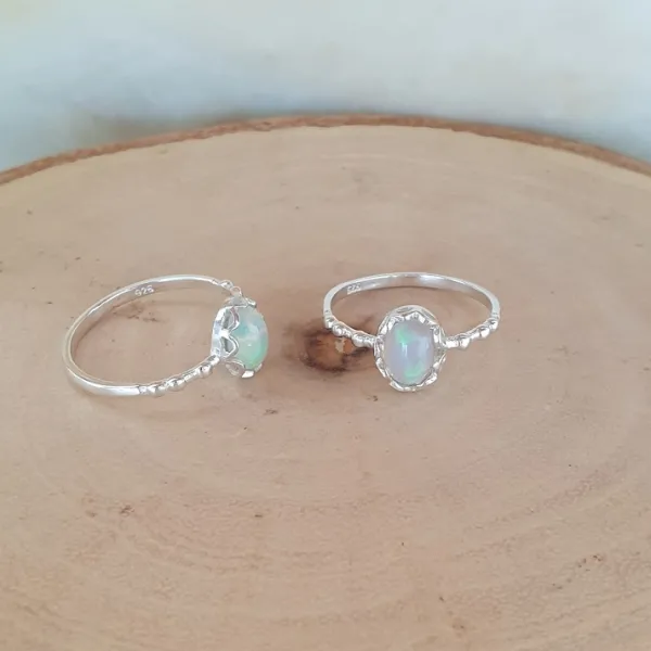 Studio Jewellery Gem Stone Rings | Rings-Fancy Oval Opal Silver Ring