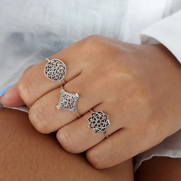 Studio Jewellery Feature & Stacker Rings | Rings-Filigree Circle Sterling Silver Ring
