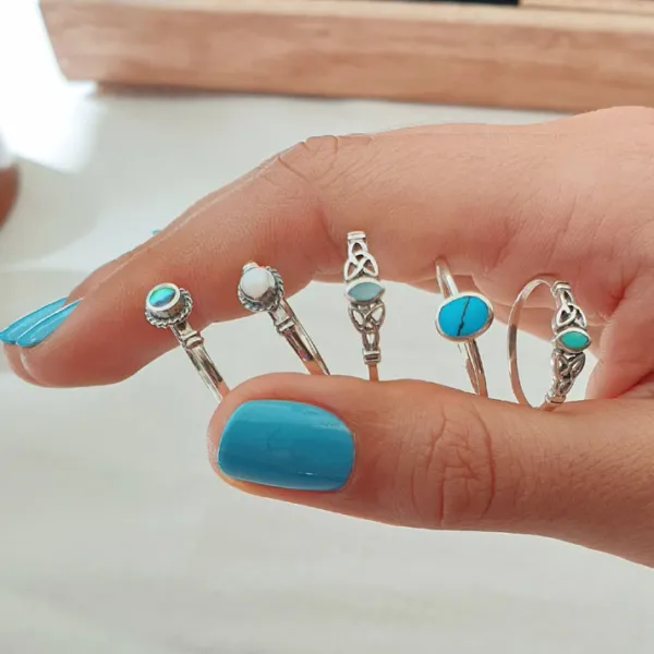 Studio Jewellery Gem Stone Rings | Rings-Fine Celtic Blue Shell Silver Ring
