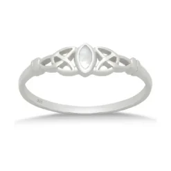 Studio Jewellery Gem Stone Rings | Rings-Fine Celtic Mother Of Pearl Sterling Silver Ring
