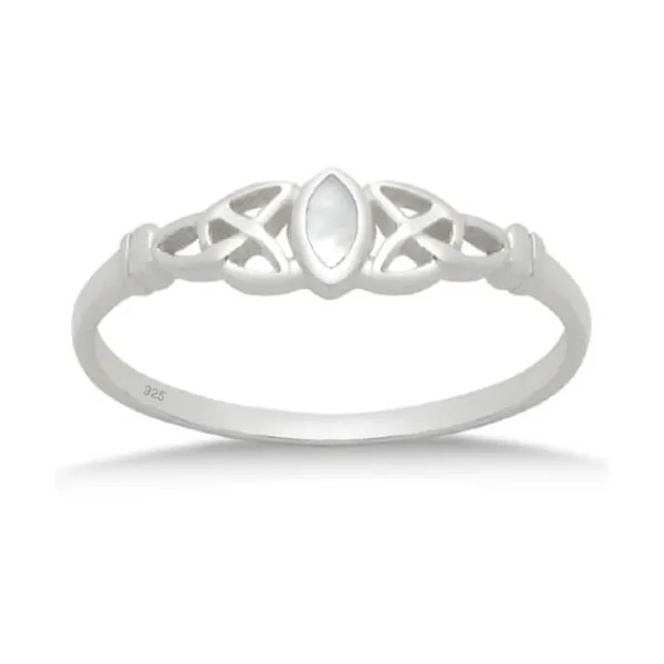 Studio Jewellery Gem Stone Rings | Rings-Fine Celtic Mother Of Pearl Sterling Silver Ring