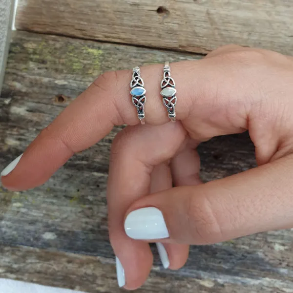 Studio Jewellery Gem Stone Rings | Rings-Fine Celtic Mother Of Pearl Sterling Silver Ring