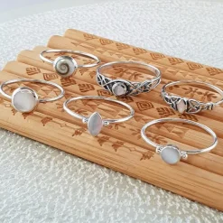 Studio Jewellery Gem Stone Rings | Rings-Fine Celtic Mother Of Pearl Sterling Silver Ring