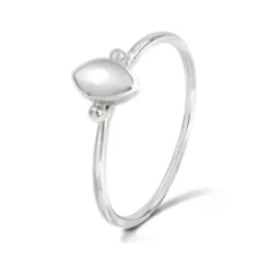 Studio Jewellery Gem Stone Rings | Rings-Fine Oval Mother Of Pearl Silver Ring
