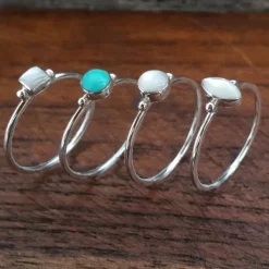 Studio Jewellery Gem Stone Rings | Rings-Fine Oval Mother Of Pearl Silver Ring