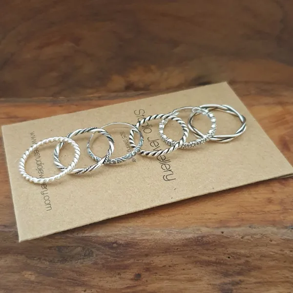 Studio Jewellery Feature & Stacker Rings | Rings-Fine Rope Stacker Sterling Silver Ring