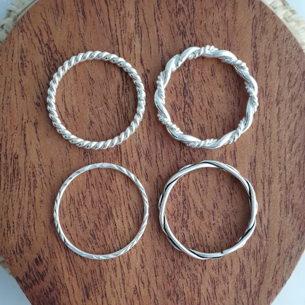 Studio Jewellery Feature & Stacker Rings | Rings-Fine Rope Stacker Sterling Silver Ring